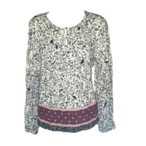 Chloe K - Floral White Black and Maroon Blouse | Size: S